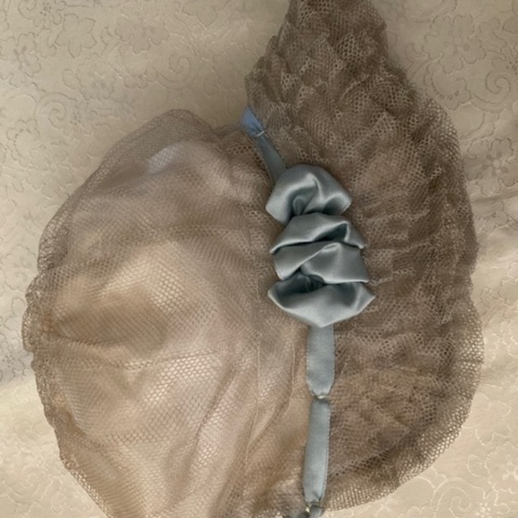 Vintage Satin Lace and Tulle Childs Bonnet